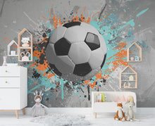 Load image into Gallery viewer, Soccer ball Wall Graphics Peel and Stick Boys room Wallpaper Nursery Self Adhesive Removable nursery wall decor Mural 687RS