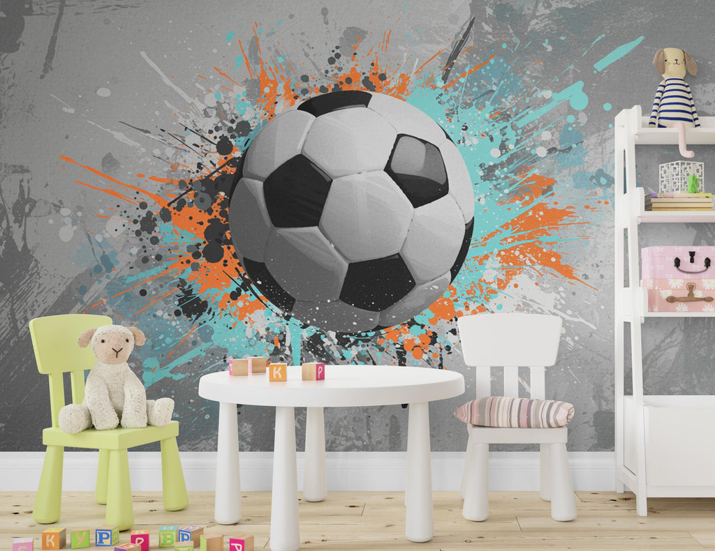 Soccer ball Wall Graphics Peel and Stick Boys room Wallpaper Nursery Self Adhesive Removable nursery wall decor Mural 687RS