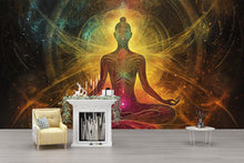 Load image into Gallery viewer, Chakra Meditation Wall Mural – Psychedelic Yoga Wallpaper – Spiritual Energy Art for Home or Studio – Cosmic Enlightenment Design