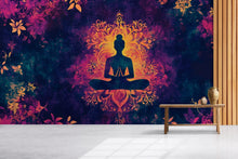 Load image into Gallery viewer, Mandala Yoga Wall Mural – Psychedelic Meditation Wallpaper – Spiritual Lotus Pose Decor – Boho Zen Art for Studio, Bedroom or Retreat