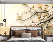 Load image into Gallery viewer, Cherry Blossom Branch Wall Mural – 3D Floral Japanese Art Wallpaper | Nature-Inspired Peel and Stick or Traditional Mural