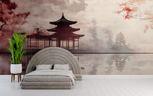 Load image into Gallery viewer, Japanese Pagoda Wall Mural – Zen Temple Landscape Wallpaper | Asian Reflection Art | Peel and Stick or Non-Woven Mural for Bedroom