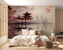 Load image into Gallery viewer, Japanese Pagoda Wall Mural – Zen Temple Landscape Wallpaper | Asian Reflection Art | Peel and Stick or Non-Woven Mural for Bedroom