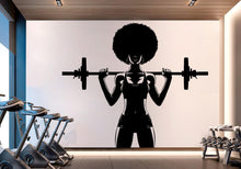 Load image into Gallery viewer, Gym Wall Decal Afro Girl Power fitness Quote Decor Workout Art Vinyl Gym Wall Stickers Bedroom Gym Workout Girl Motivation Crossfit 715RS