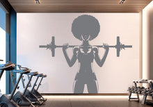 Load image into Gallery viewer, Gym Wall Decal Afro Girl Power fitness Quote Decor Workout Art Vinyl Gym Wall Stickers Bedroom Gym Workout Girl Motivation Crossfit 715RS