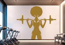 Load image into Gallery viewer, Gym Wall Decal Afro Girl Power fitness Quote Decor Workout Art Vinyl Gym Wall Stickers Bedroom Gym Workout Girl Motivation Crossfit 715RS