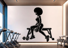 Load image into Gallery viewer, Gym Wall Decal Afro Girl Power fitness Quote Decor Workout Art Vinyl Gym Wall Stickers Bedroom Gym Workout Girl Motivation Crossfit 716RS