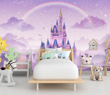 Load image into Gallery viewer, Princess Castle Wall Graphics Peel and Stick Girl room Wallpaper Nursery Self Adhesive Removable nursery wall decor Mural 718RS