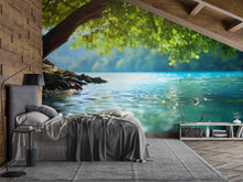 Load image into Gallery viewer, Tranquil Lake Wall Mural – Nature Tree Water Landscape Wallpaper for Bedroom, Living Room or Spa Retreat