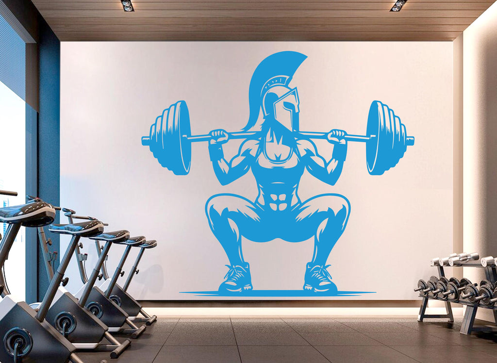 Spartan Girl Gym Wall Decor Ancient Fitness Wall Art Skull Gym Wall Decals Spartan Wall Decal Crossfit Gifts Home Gym Wall Sticker Gym 721RS