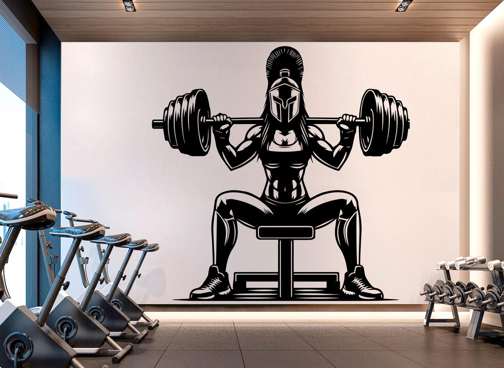 Spartan Girl Gym Wall Decor Ancient Fitness Wall Art Skull Gym Wall Decals Spartan Wall Decal Crossfit Gifts Home Gym Wall Sticker Gym 722RS