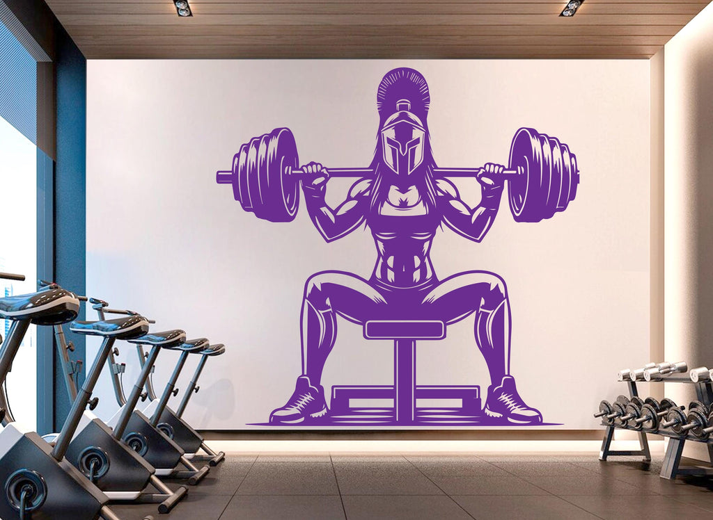 Spartan Girl Gym Wall Decor Ancient Fitness Wall Art Skull Gym Wall Decals Spartan Wall Decal Crossfit Gifts Home Gym Wall Sticker Gym 722RS