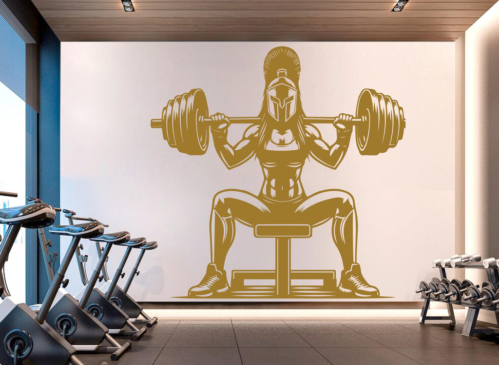 Spartan Girl Gym Wall Decor Ancient Fitness Wall Art Skull Gym Wall Decals Spartan Wall Decal Crossfit Gifts Home Gym Wall Sticker Gym 722RS