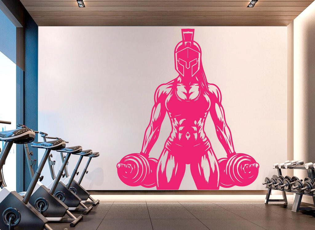 Spartan Girl Gym Wall Decor Ancient Fitness Wall Art Skull Gym Wall Decals Spartan Wall Decal Crossfit Gifts Home Gym Wall Sticker Gym 723RS
