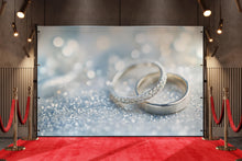 Load image into Gallery viewer, Custom Wedding Backdrop with Rings – Personalized Wedding Gift Wall Mural | Names &amp; Date Decor