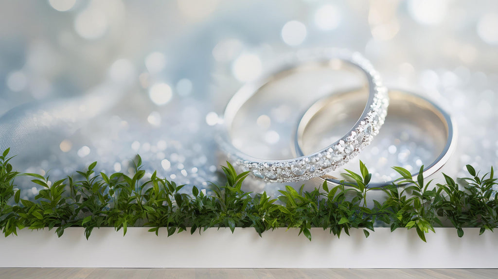 Custom Wedding Backdrop with Rings – Personalized Wedding Gift Wall Mural | Names & Date Decor