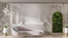 Load image into Gallery viewer, Custom Wedding Mural with Doves – Personalized Name &amp; Date Backdrop, Elegant 3D Wall Art, Romantic Ceremony Decoration