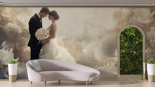 Load image into Gallery viewer, Custom Wedding Wall Mural with Names &amp; Date – Romantic Floral Backdrop, Personalized Wedding Gift, Elegant Photo Wall Decor