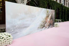 Load image into Gallery viewer, Custom Wedding Backdrop Wall Mural – Personalized Name &amp; Date Gift | Elegant Rose Bouquet Photo Prop | Bridal Shower or Reception Decor