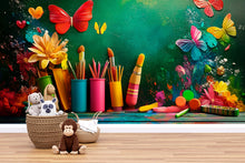 Load image into Gallery viewer, 3D Colorful Art Studio Wall Mural – Kids Art Room Decor, Painting Theme Wall Sticker, Classroom Art Wall, Bright Peel and Stick Mural