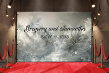 Load image into Gallery viewer, Custom Wedding Mural with Names &amp; Date | Elegant Floral Design | Personalized Wedding Gift | Anniversary Wall Art Backdrop