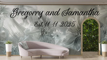 Load image into Gallery viewer, Custom Wedding Mural with Names &amp; Date | Elegant Floral Design | Personalized Wedding Gift | Anniversary Wall Art Backdrop