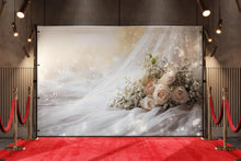 Load image into Gallery viewer, Custom Wedding Photo Mural with Names &amp; Date | Personalized Backdrop Gift | Upload Your Photo | Elegant Couple Wall Decor