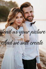 Load image into Gallery viewer, Custom Wedding Photo Mural with Names &amp; Date | Personalized Backdrop Gift | Upload Your Photo | Elegant Couple Wall Decor