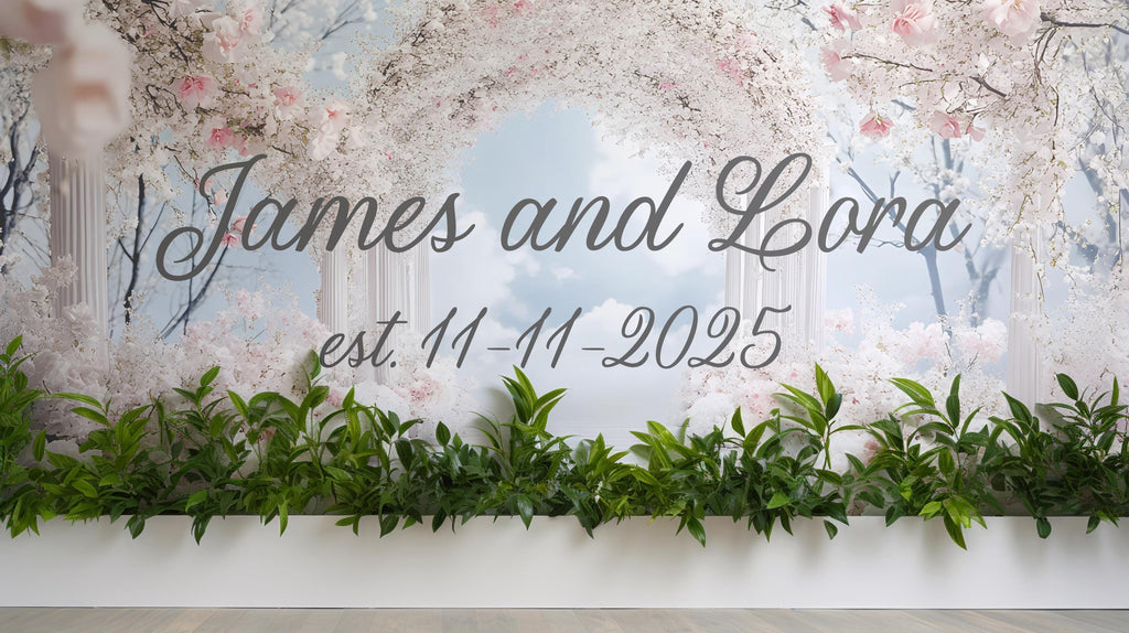 Personalized Wedding Arch Backdrop | Custom Names & Date Gift | Romantic Floral Aisle Wall Mural | Bridal Shower or Anniversary Decor