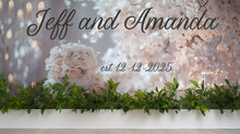 Load image into Gallery viewer, Custom Wedding Wall Mural with Names &amp; Date | Personalized Floral Rose Candle Backdrop | Romantic Anniversary Gift for Couples
