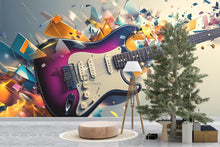Load image into Gallery viewer, Electric Guitar Wall Mural – Vibrant Music Room Decor for Guitar Lovers, Teen Bedroom or Studio Gift, Musician Wall Art
