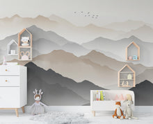 Load image into Gallery viewer, Mountain Watercolor Wallpaper Wall Graphics Mountain Peel and Stick Girl room Wallpaper Self Mountain wall decor, wall mural 730RS