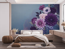Load image into Gallery viewer, Luxurious Moody Floral Wall Art – Wisteria, Dahlia &amp; Gardenia Print, Romantic Dark Flower Tapestry, Elegant Botanical Home Decor Mural 693RS