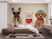 Load image into Gallery viewer, Grooming Salon Pet Trio Watercolor Print – French Bulldog, Kitten, and Poodle Art, Stylish Animal Wall Decor, Chic Pet Portrait Decor 694RS