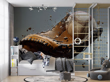 Load image into Gallery viewer, Baseball Wall Mural – 3D Baseball &amp; Glove Sports Wallpaper – Gift for Sports Lover – Boys Room Decor – Baseball Themed Wall Art