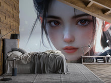 Load image into Gallery viewer, Realistic Anime Girl Portrait Wall Mural – Hyper-Detailed Face Art Wallpaper for Bedroom or Studio – Peel &amp; Stick or Non-Woven