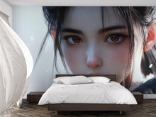 Load image into Gallery viewer, Realistic Anime Girl Portrait Wall Mural – Hyper-Detailed Face Art Wallpaper for Bedroom or Studio – Peel &amp; Stick or Non-Woven