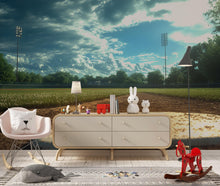 Load image into Gallery viewer, Baseball Field Wall Mural – Realistic Stadium Home Plate Wallpaper – Gift for Baseball Lover – Sports Room Decor for Boys &amp; Teens