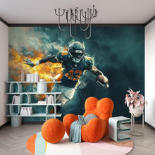 Load image into Gallery viewer, American Football Wall Mural – Teen Boy Room Decor – Sports Gift for Football Fan – Peel and Stick or Non-Woven Custom Wallpaper