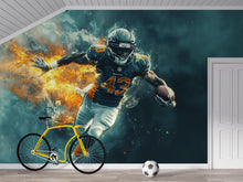 Load image into Gallery viewer, American Football Wall Mural – Teen Boy Room Decor – Sports Gift for Football Fan – Peel and Stick or Non-Woven Custom Wallpaper