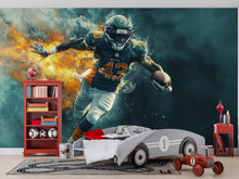 Load image into Gallery viewer, American Football Wall Mural – Teen Boy Room Decor – Sports Gift for Football Fan – Peel and Stick or Non-Woven Custom Wallpaper