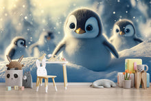 Load image into Gallery viewer, Baby Penguin Nursery Wall Mural – Winter Animal Wallpaper – Baby Shower Gift Idea – Custom Peel &amp; Stick or Non-Woven Kids Wallpaper