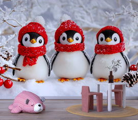 Winter Penguin Wall Mural – Baby Shower Gift – Christmas Nursery Wallpaper – Cute Holiday Baby Room Décor – Custom Peel & Stick Mural