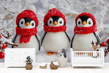 Load image into Gallery viewer, Winter Penguin Wall Mural – Baby Shower Gift – Christmas Nursery Wallpaper – Cute Holiday Baby Room Décor – Custom Peel &amp; Stick Mural