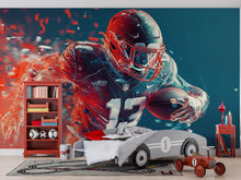Load image into Gallery viewer, American Football Wall Mural – Boy’s Sports Room Decor – Gift for Football Fans – Quarterback Action Wallpaper – Game Day Room Art