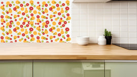 Citrus Fruit Slice Wall Decal – Orange, Lime & Grapefruit Pattern – Flat Lay Kitchen Decor – Bright Modern Fruit Art - Kitchen Decals 675LU