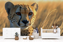 Load image into Gallery viewer, Cheetah Portrait Wall Mural – Safari Baby Nursery Wallpaper – Wildlife Jungle Decor – Baby Shower Gift – Gender Neutral Animal Art