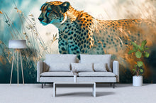 Load image into Gallery viewer, Elegant Cheetah Wall Mural – Modern Safari Wallpaper for Stylish Decor – Wildlife Accent Wall – Birthday or Holiday Gift for Home Lovers