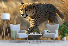 Load image into Gallery viewer, Prowling Cheetah Wall Mural – Bold Safari Accent Wallpaper – Wildlife Art for Stylish Decor – Gift for Him – Birthday or Holiday Idea