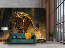 Load image into Gallery viewer, Running Leopard Wall Mural – Bold Safari Wallpaper for Stylish Decor – Wildlife Art Gift for Him – Birthday or Holiday Statement Piece